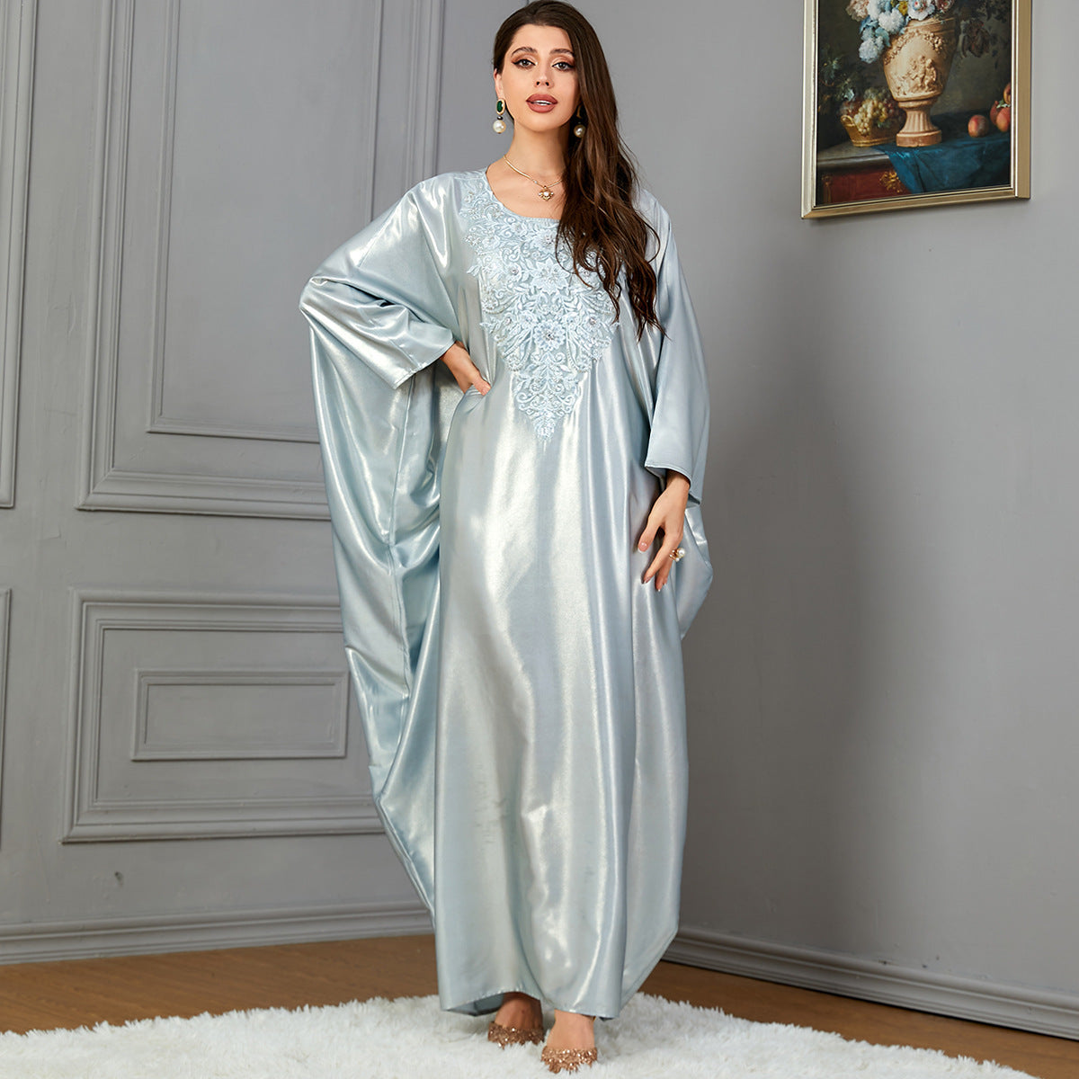 Arabic Robe Women's Batwing Sleeve Dubai Embroidery Dress