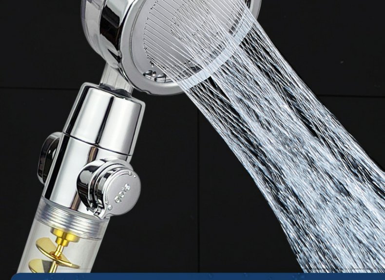 Internet Celebrity Small Waist Supercharged Shower Head Twin-turbo Pressurized Propeller Multifunctional Fan Shower Shower Head - Balochistan LLC  Product information: Type: Portable Specifications: New Twin Turbo Blue, new twin turbo Gold, new twin turbo purple Operating temperature: normal water temperature Functions: Bubble, automatic hydrating, rain, one-click water stop Material: ABS Style: modern simplicity Process: injection molding Packing list: Shower head*1 Product Image: