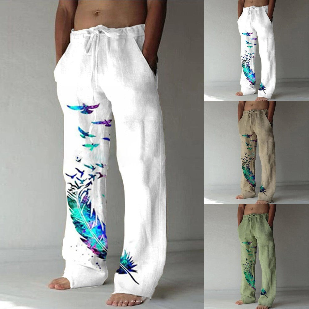 Medium Waist Printed Casual Pants - Balochistan LLC  Product information: Style: street fashion Style: trousers Pant type: loose Thickness: normal Fabric: cotton Color: white, khaki, gray, green Size information: Size: S, M, L, XL, XXL, XXXL Packing list: Casual pants X1PCS