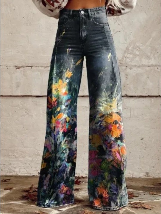 European And American Plus Size Women's Denim Casual Pants