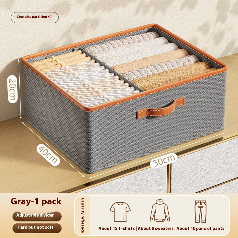 Clothes Storage Box Foldable Underwear Storage Box - Balochistan LLC  Product information: Color: beige, gray, partition beige, partition Gray Product features: foldable, no cover, stackable, with grid Scope of Application: underwear, socks, sweater, wide range, bra, clothing Material: fabric Function: Organization Size: 50*40 * 20cm, Packing list: 1* Storage Box Product Image: