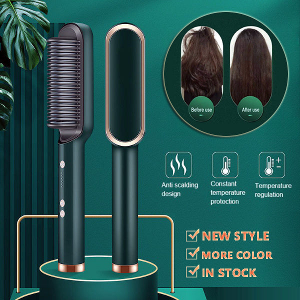 New 2 In 1 Hair Straightener Hot Comb Negative Ion Curling Tong Dual-purpose Electric Hair Brush - Balochistan LLC 