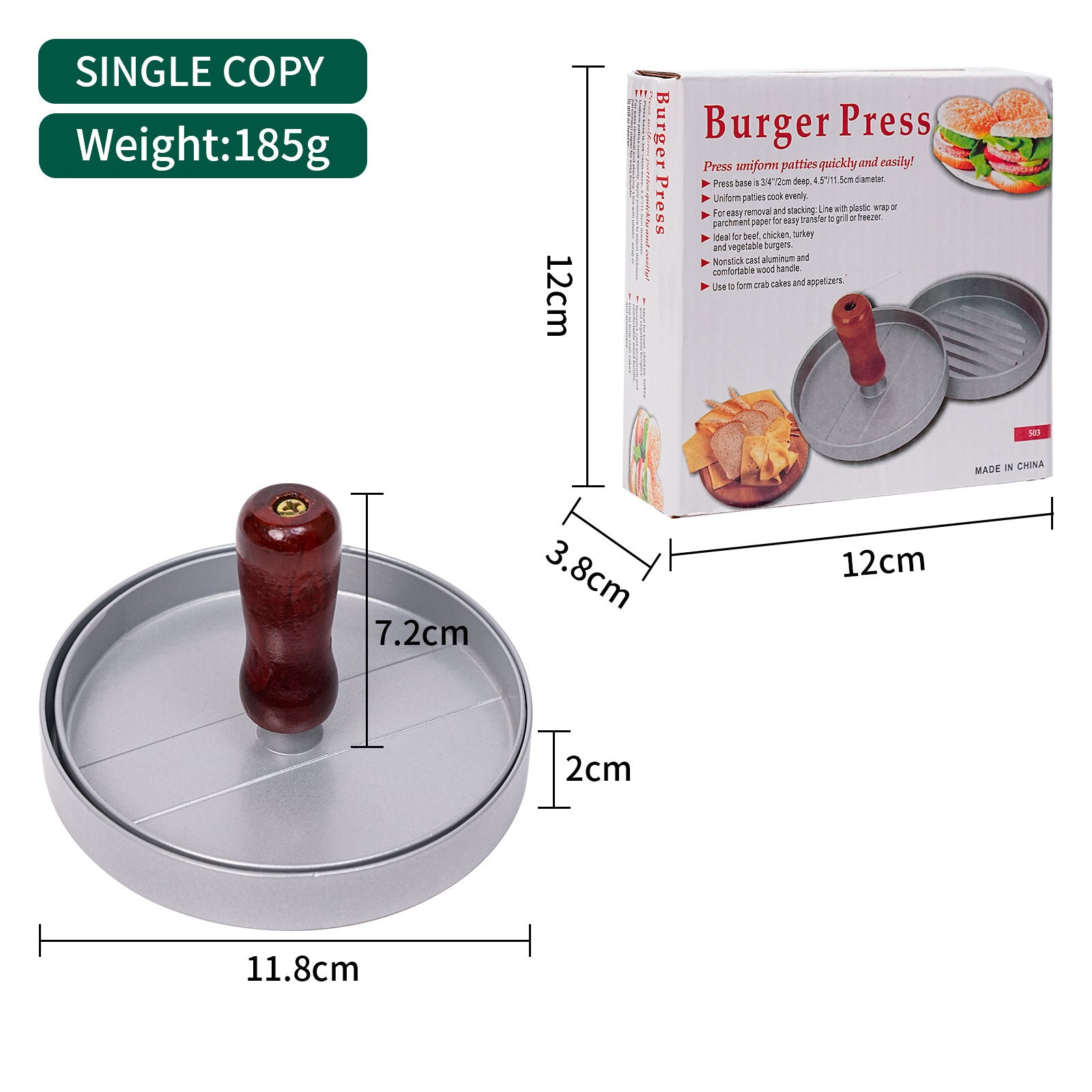 Hamburger Cutlet Press Round Mold Kitchen Gadgets - Balochistan LLC  Product information: Product Category: DIY Mold Specifications: Single-headed hamburger squeezer, double-headed hamburger squeezer, three-headed hamburger squeezer Material:Aluminum alloy Packing list: 1*Burger meat patty press Product Image: