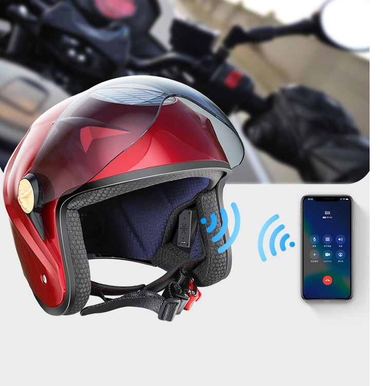 Bluetooth Locomotive Half Helmet Four Season Electric Car Motorcycle