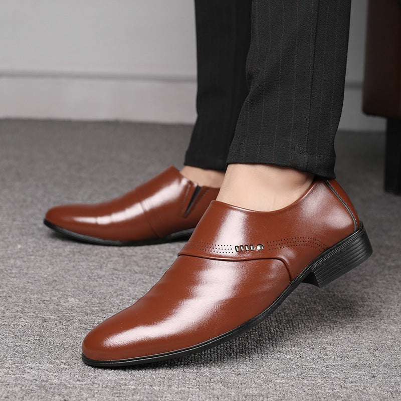 Casual pointed toe shoes men leather shoes men - Balochistan LLC 