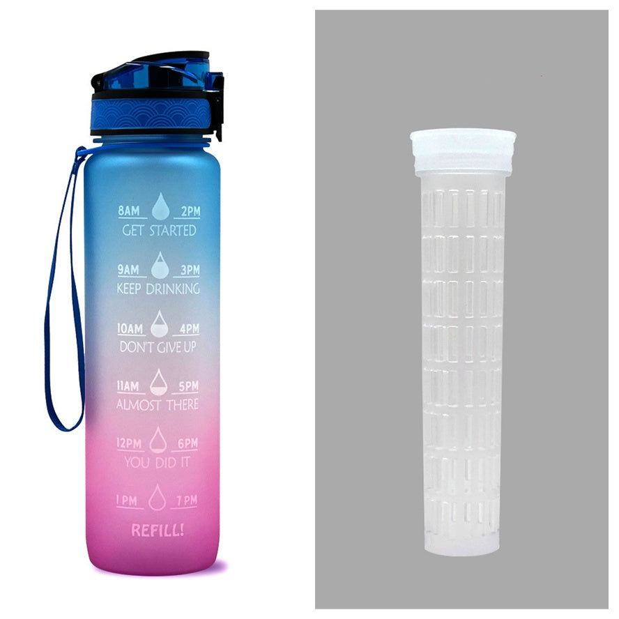 1L Tritan Water Bottle With Time Marker Bounce Cover Motivational Water Bottle Cycling Leakproof Cup For Sports Fitness Bottles - Balochistan LLC 