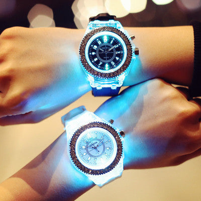 LED Luminous Watches Geneva Women Quartz Watch Women Ladies Silicone Bracelet Watches - Balochistan LLC 