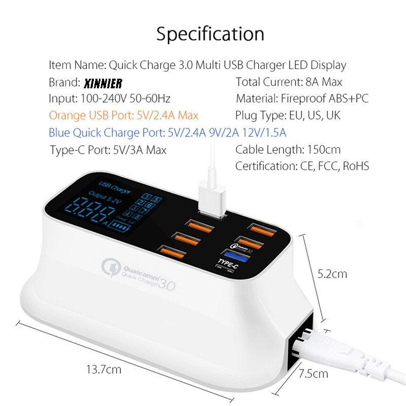 Quick Charge 3.0 Ordinary Smart USB Charger Station - Balochistan LLC 