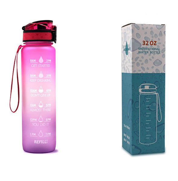 1L Tritan Water Bottle With Time Marker Bounce Cover Motivational Water Bottle Cycling Leakproof Cup For Sports Fitness Bottles - Balochistan LLC 