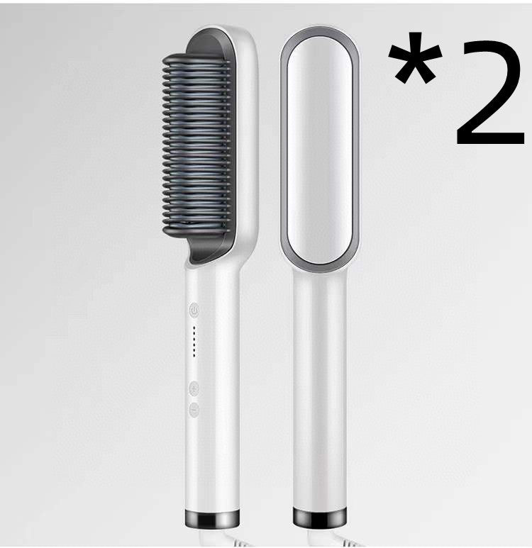 New 2 In 1 Hair Straightener Hot Comb Negative Ion Curling Tong Dual-purpose Electric Hair Brush - Balochistan LLC 