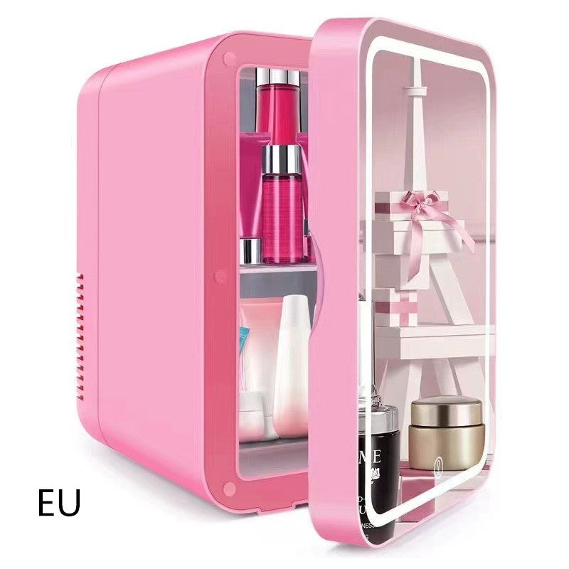 Cross-border Beauty Fridge 8-liter Skincare Portable - Balochistan LLC  Product Information: Type: Semiconductor car refrigerator Applicable models: 12V Material: ABS Volume: 6-10L (L) Power supply voltage: 220 or 110 (V) Power: 50 (W) The lowest cooling temperature: 0-8 (℃) Maximum heating temperature: 60 (℃) Internal Size: 15 * 14.5 * 24 External Size: 19 * 26 * 28 Packing List: Refrigerator *1 Adapter *1