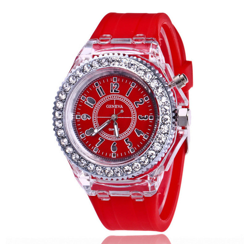 LED Luminous Watches Geneva Women Quartz Watch Women Ladies Silicone Bracelet Watches - Balochistan LLC 