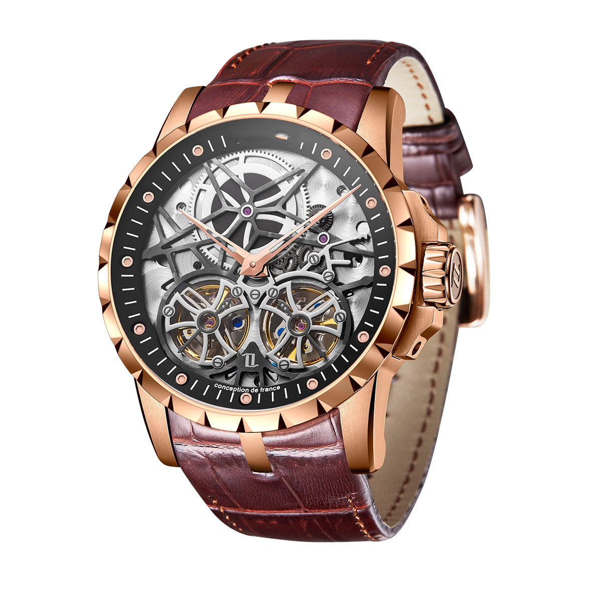 Men's Fully Automatic Mechanical Cut-out Watch - Balochistan LLC  Product Information: Applicable population: male Style: Business Waterproof performance: 30M Movement type: mechanical Dial diameter: 46mm Thickness: 13mm Table buckle material: stainless steel Packing list: Watch * 1