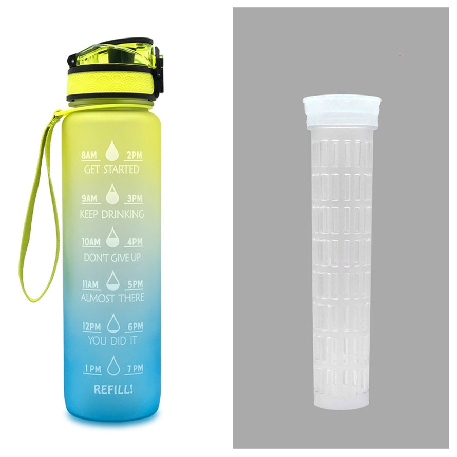 1L Tritan Water Bottle With Time Marker Bounce Cover Motivational Water Bottle Cycling Leakproof Cup For Sports Fitness Bottles - Balochistan LLC 