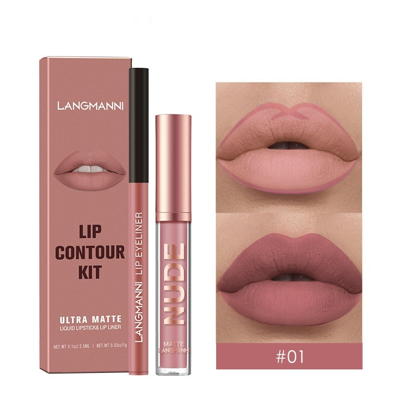 Lip Liner Combination Suit No Stain On Cup Matte Lip Gloss Suit - Balochistan LLC  Product information: Efficacy: Natural Color: 01,02,03,04,05,06,07,08,09,10,11,12 Specifications: Standard specifications Applicable skin type: Universal Packing list: Lipstick+lipliner x1 Product Image: