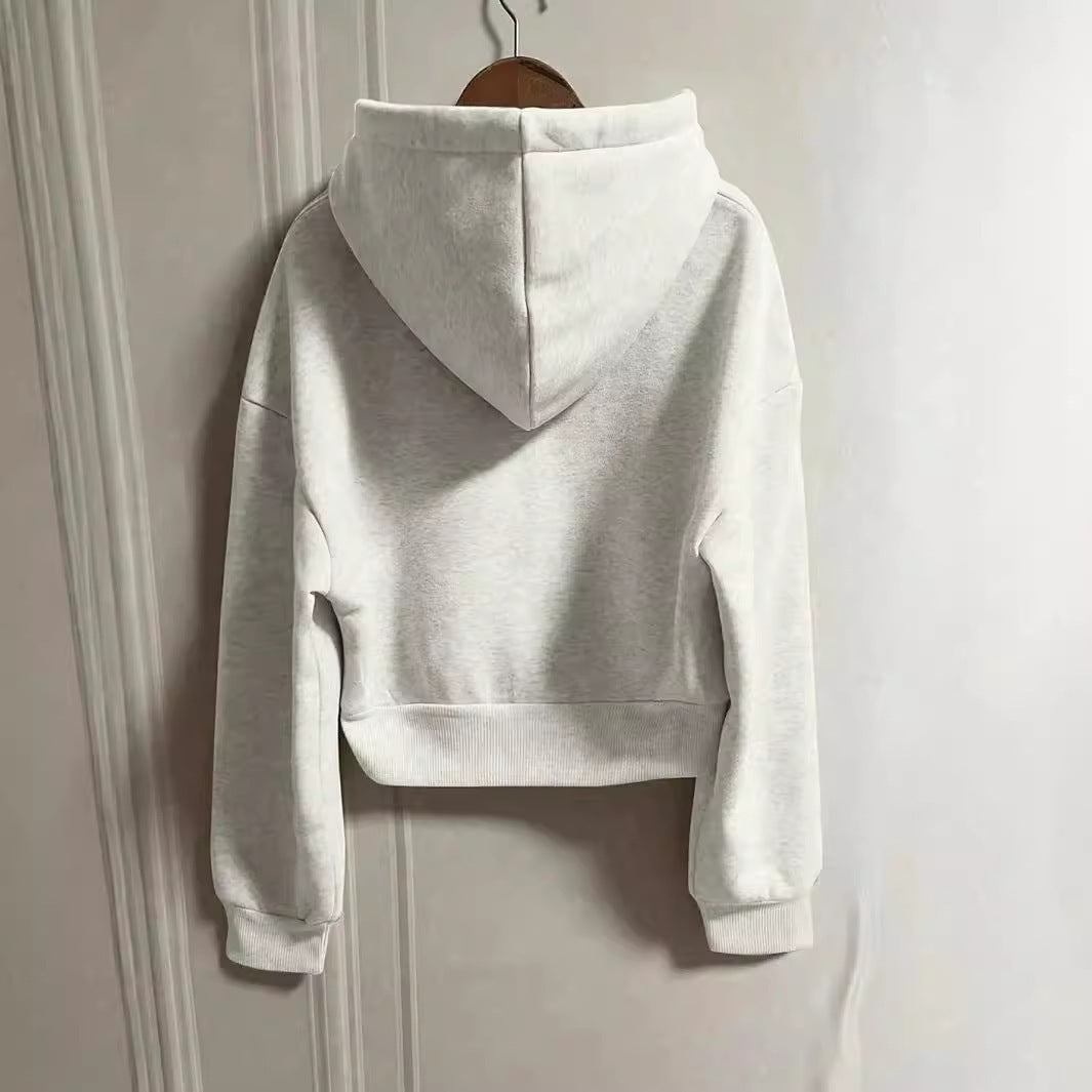 Simple Temperament Hoodie With Drawstrings Design Sense Loose Long Sleeve Sweatershirt Cardigan Coat - Balochistan LLC 