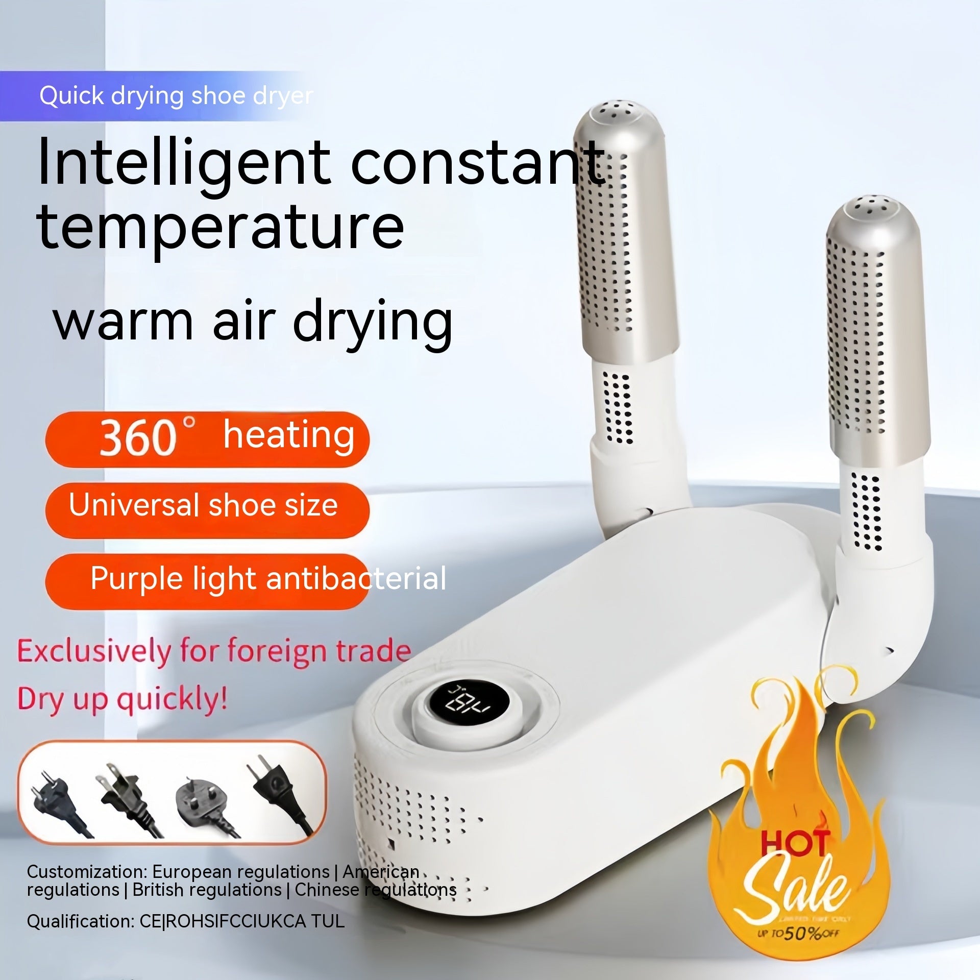 Shoe Warmer Deodorizer Sterilization And Dryer - Balochistan LLC  Product information: Specifications: temperature digital display, foldable Rated Voltage: 220 Rated Power: 180 Rated frequency: 180 Power supply: European standard, American Standard, British Standard Packing list: 1pc×Shoe Dryer Product Image: