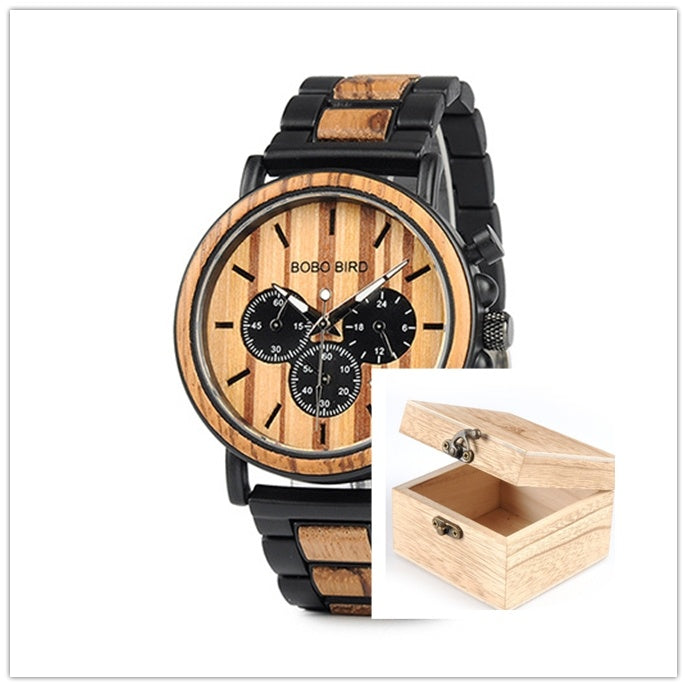 BOBO BIRD Wooden Men Watches Relogio Masculino Top Brand Luxury Stylish Chronograph Military Watch A Great Gift for Male OEM - Balochistan LLC  Watch Brand: BOBO BIRD Model: Q09 Watch Type: Wooden Men Wristwatches Style: Fashion and Casual Mirror Material: Hardlex Case Material: 100% Natural Wood Weight: 113g (not include box weight) Max Diameter: 44mm