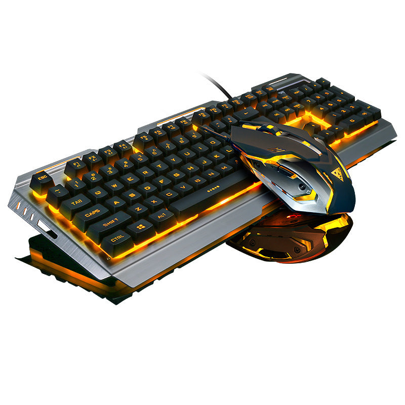 Wired gaming keyboard for notebook desktop - Balochistan LLC  Type: Wired suit Connection with computer: mouse wired, keyboard wired Keyboard interface: USB Working mode: photoelectric Photoelectric resolution: 3200dpi Features: Support backlight Product size: length 46cm, width 17cm, height 3.6c