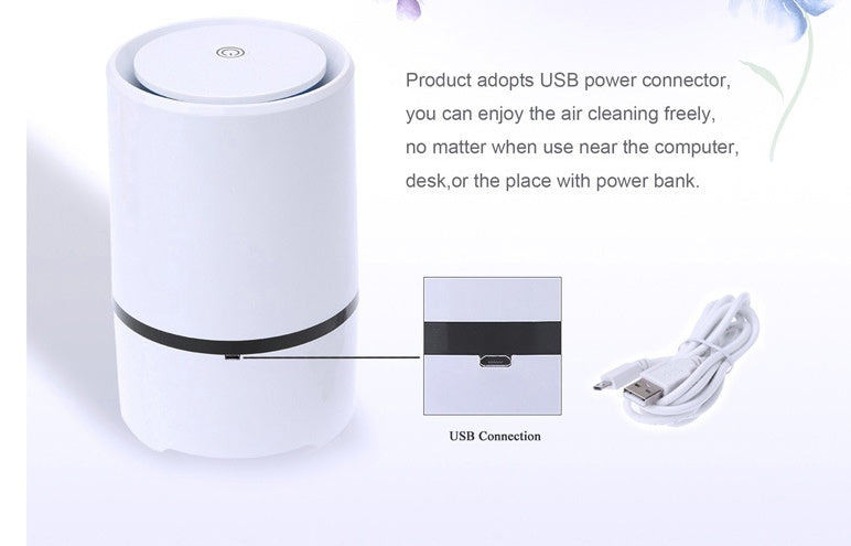 USB desktop desktop air freshener - Balochistan LLC  Technical Parameters: Working voltage: USB DC5V Ozone concentration: none Anion concentration: 5 million Power: 2W USB cable length: 1.5m Applicable space: <15 square meters Product color: white Product size: Φ125 * H194mm Product net weight: 0.55kg Packing box size: 150 × 150 × 235mm