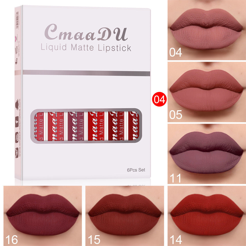 6 Boxes Of Matte Non-stick Cup Waterproof Lipstick Long Lasting Lip Gloss - Balochistan LLC  Product Information: Shelf life: 36 months Ingredients: Multivitamins Box packing size: Length: 85mm Width: 15mm Height: 107mm 6 boxed weight: about 79 grams (including carton) Net content: 2.5mL*6pcs Packing list Lip gloss*6