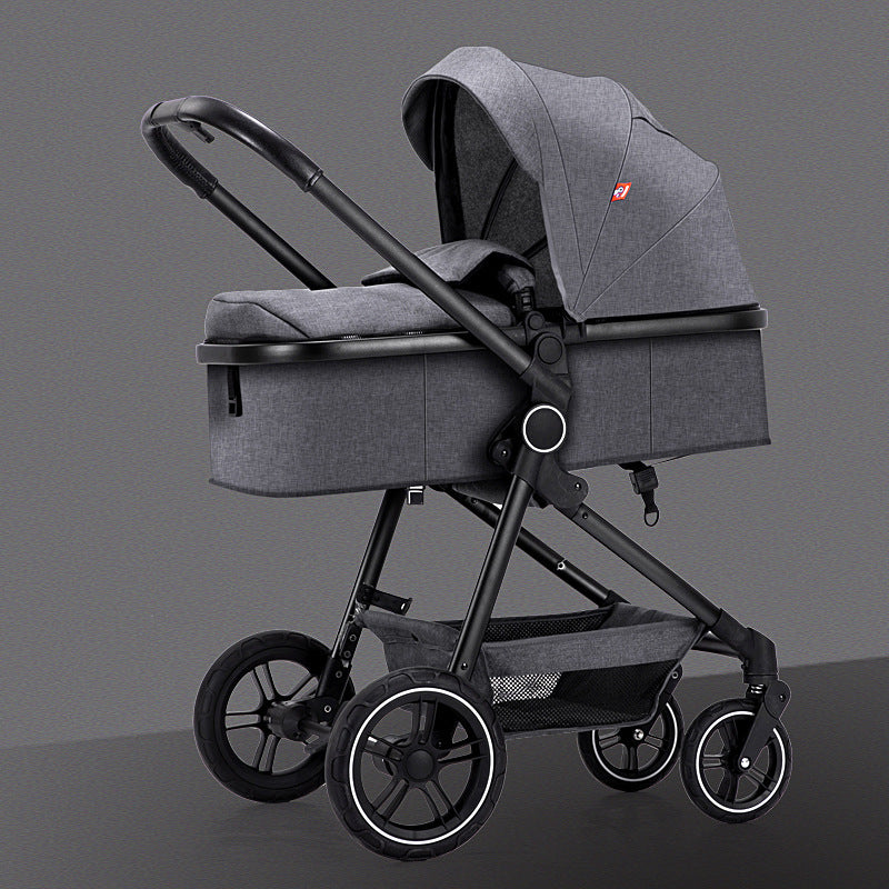 High-view Stroller Is Easy To Sit - Balochistan LLC  Product information: Product category: Four-wheel cart Function: lying flat Material: aluminum alloy Bearing weight: 15kg Color: S-500-Classic Black Cart packaging size: 45.5*20.5*67cm Note: the price is more than 50$, not responsible for any after-sales, mind not to shoot Packing list: 1x cart