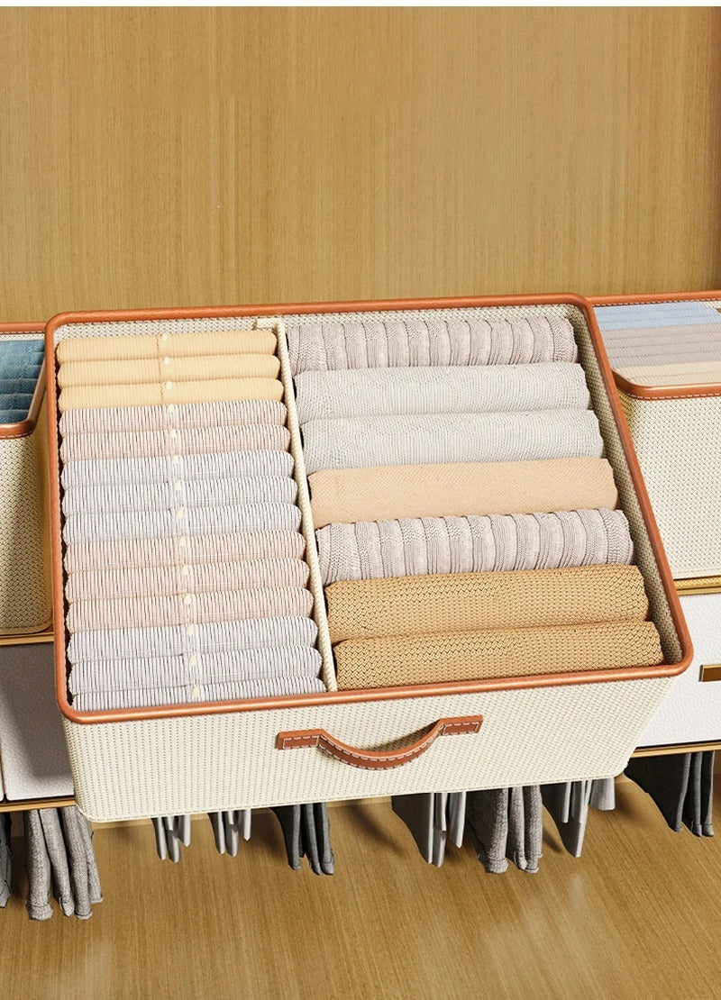 Clothes Storage Box Foldable Underwear Storage Box - Balochistan LLC  Product information: Color: beige, gray, partition beige, partition Gray Product features: foldable, no cover, stackable, with grid Scope of Application: underwear, socks, sweater, wide range, bra, clothing Material: fabric Function: Organization Size: 50*40 * 20cm, Packing list: 1* Storage Box Product Image: