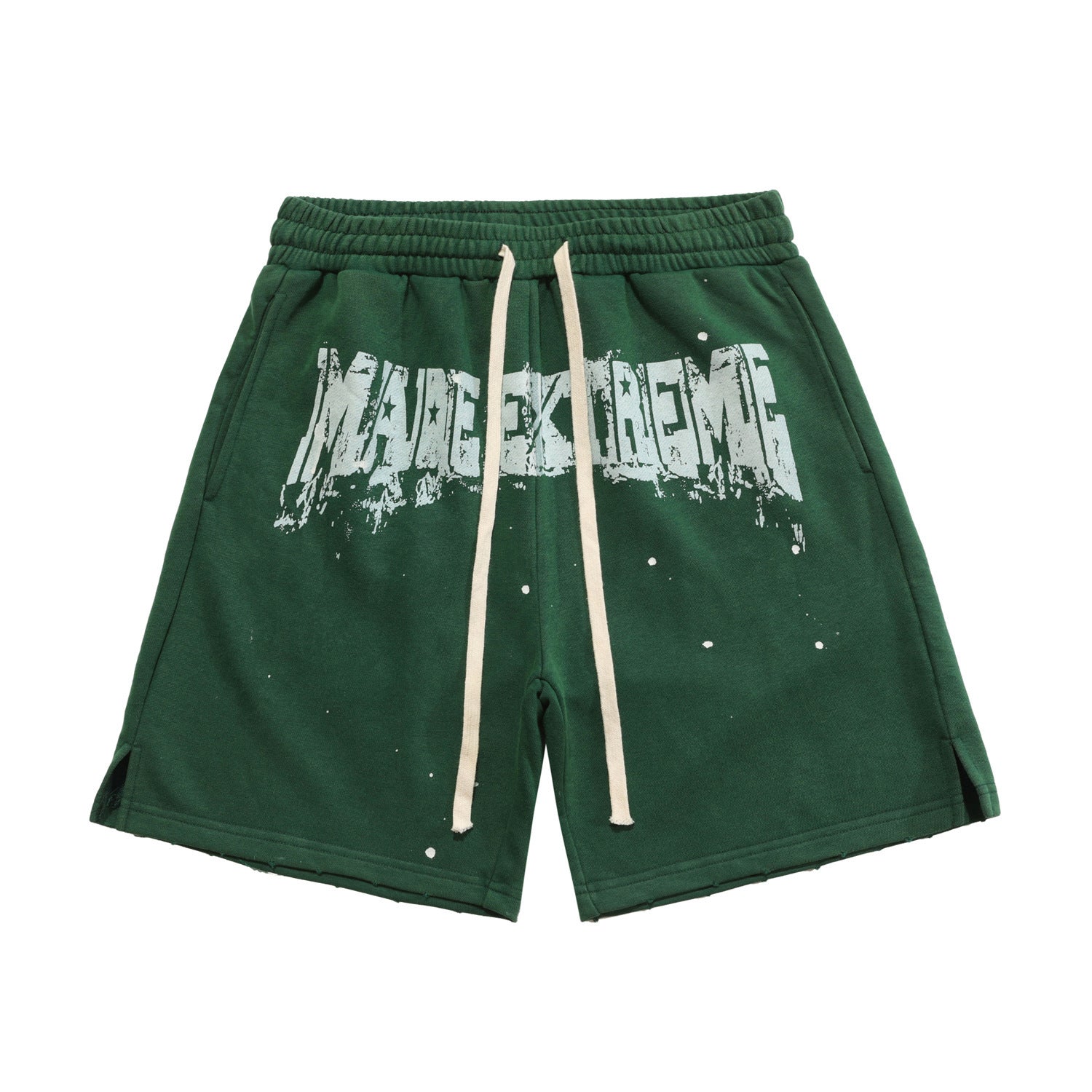 Retro Men's Ink Splattered Letter Print Shorts