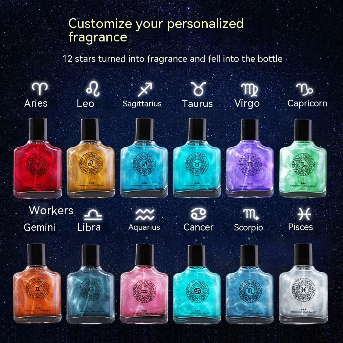 Perfume Long-lasting Light Perfume 12 Constellation Perfume Men And Women - Balochistan LLC  Product information: Net Content 50 Ml Aquarian, Fish 50 Ml, Aries 50 Ml, Taurus 50 Ml, Gemini 50 Ml, 50 Ml Cancer ML, Leo 50 Ml, Virgo 50 Ml, Libra 50 Ml, Scorpio 50 Ml, Sagittarius 50 Ml, Capricorn 50 Ml Size 7033 110mm Packing list: Glass bottle perfume * 1pc Product Image: