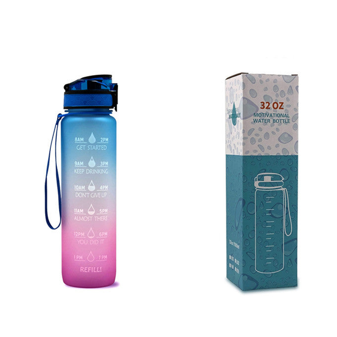 1L Tritan Water Bottle With Time Marker Bounce Cover Motivational Water Bottle Cycling Leakproof Cup For Sports Fitness Bottles - Balochistan LLC 