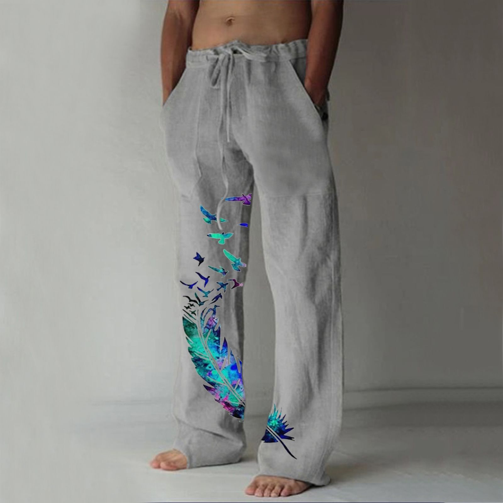 Medium Waist Printed Casual Pants - Balochistan LLC  Product information: Style: street fashion Style: trousers Pant type: loose Thickness: normal Fabric: cotton Color: white, khaki, gray, green Size information: Size: S, M, L, XL, XXL, XXXL Packing list: Casual pants X1PCS