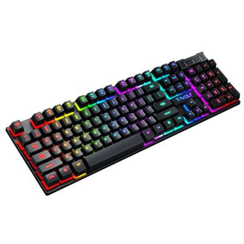 Leuchtende kabelgebundene Gaming-Tastatur mit USB-Anschluss und schwebendem Manipulator 