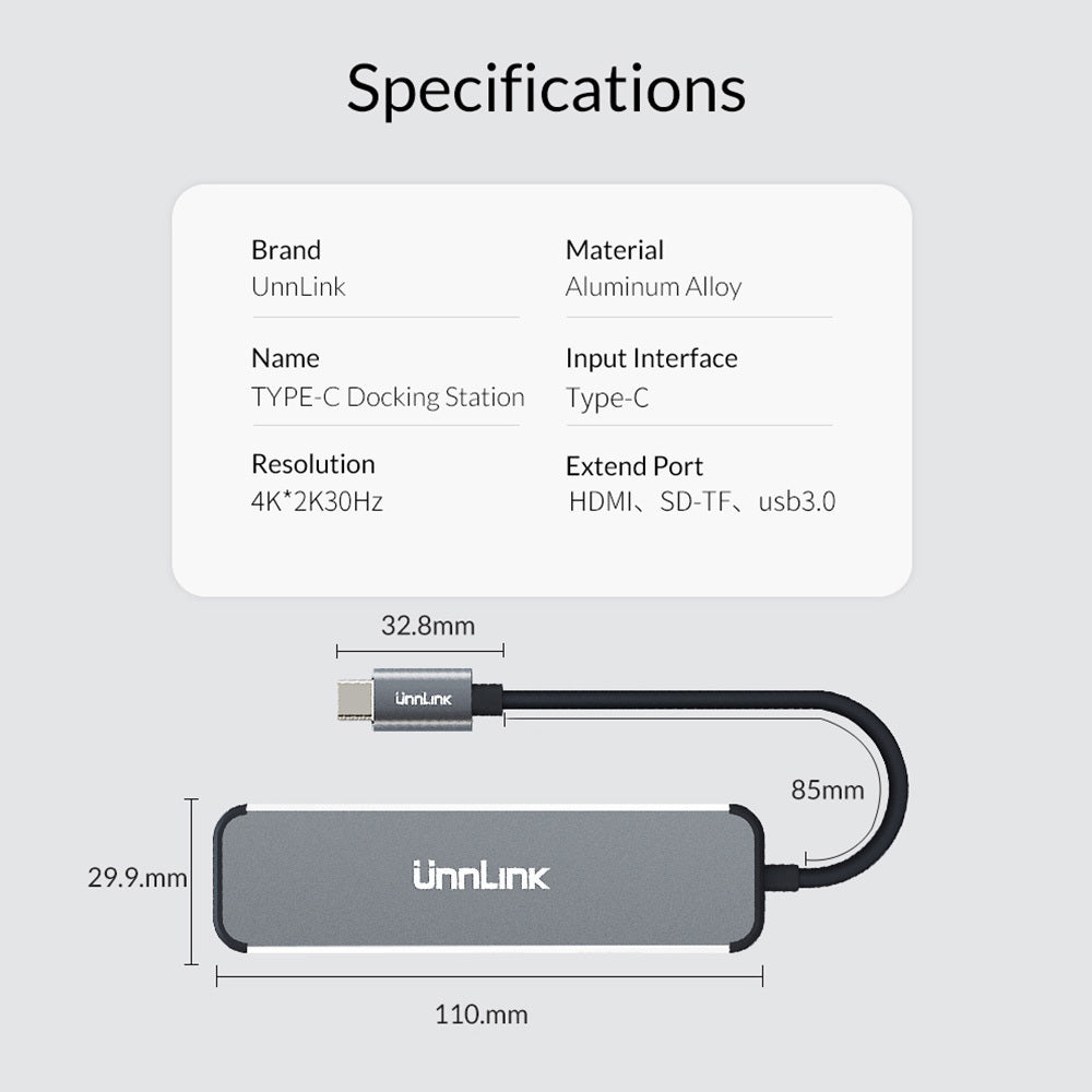 Expand USB to HDMI adapter - Balochistan LLC  Material: aluminum alloy Name: type-C docking station Input interface: type-C Resolution: 4K * 2k30hz Expansion port: HDMI, SD-TF, usb3.0