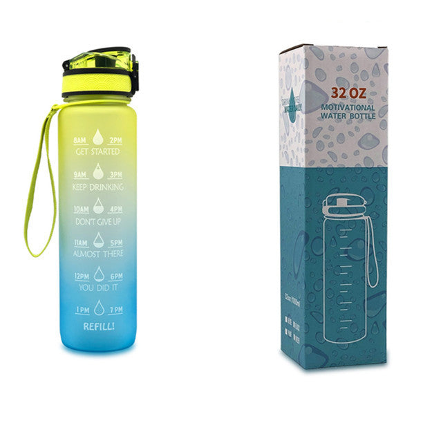 1L Tritan Water Bottle With Time Marker Bounce Cover Motivational Water Bottle Cycling Leakproof Cup For Sports Fitness Bottles - Balochistan LLC 