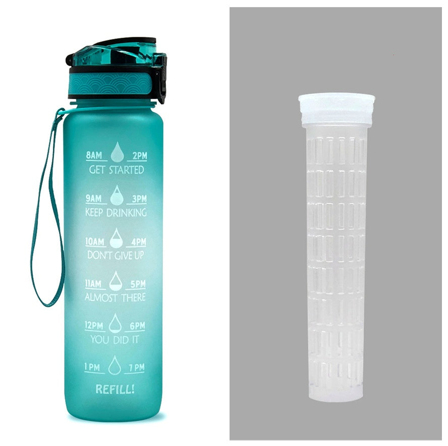 1L Tritan Water Bottle With Time Marker Bounce Cover Motivational Water Bottle Cycling Leakproof Cup For Sports Fitness Bottles - Balochistan LLC 