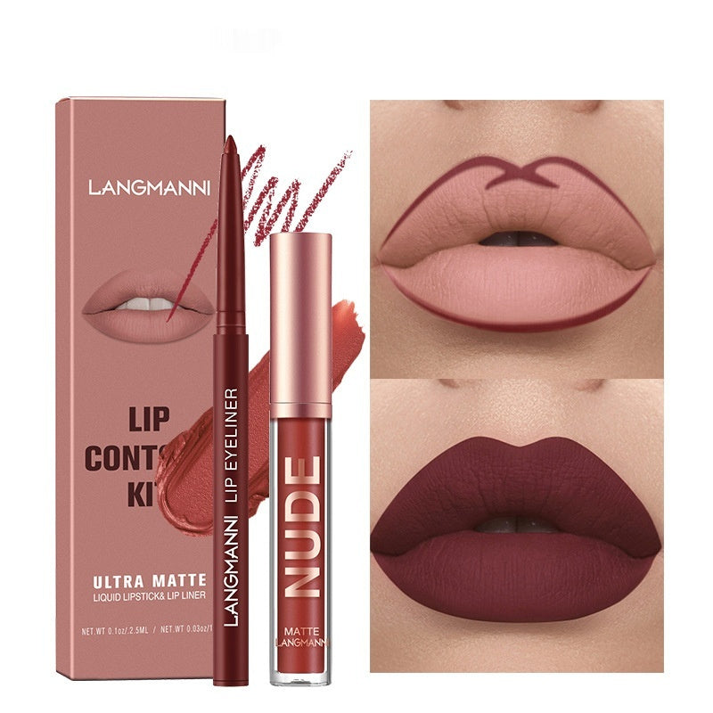 Lip Liner Combination Suit No Stain On Cup Matte Lip Gloss Suit - Balochistan LLC  Product information: Efficacy: Natural Color: 01,02,03,04,05,06,07,08,09,10,11,12 Specifications: Standard specifications Applicable skin type: Universal Packing list: Lipstick+lipliner x1 Product Image: