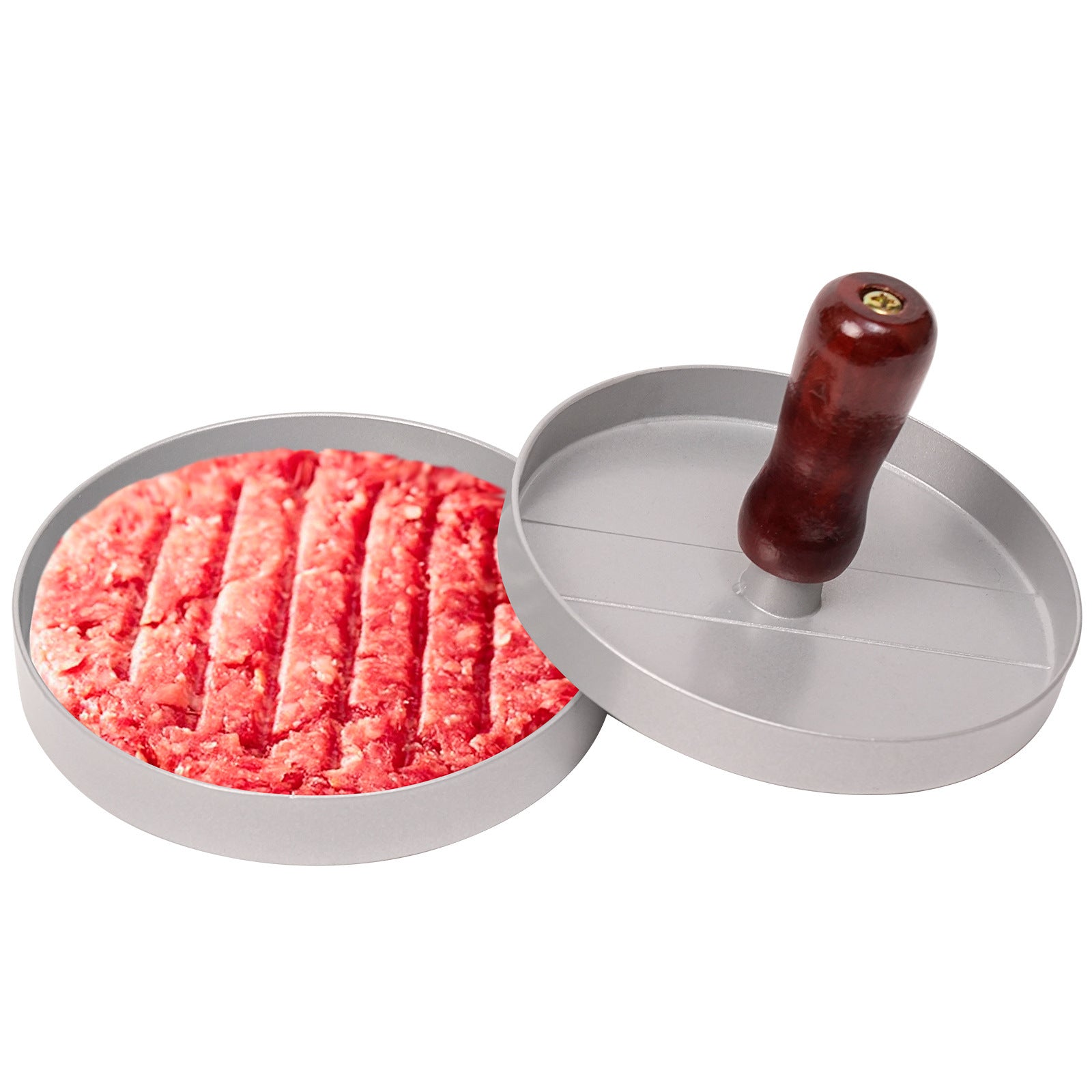 Hamburger Cutlet Press Round Mold Kitchen Gadgets - Balochistan LLC  Product information: Product Category: DIY Mold Specifications: Single-headed hamburger squeezer, double-headed hamburger squeezer, three-headed hamburger squeezer Material:Aluminum alloy Packing list: 1*Burger meat patty press Product Image: