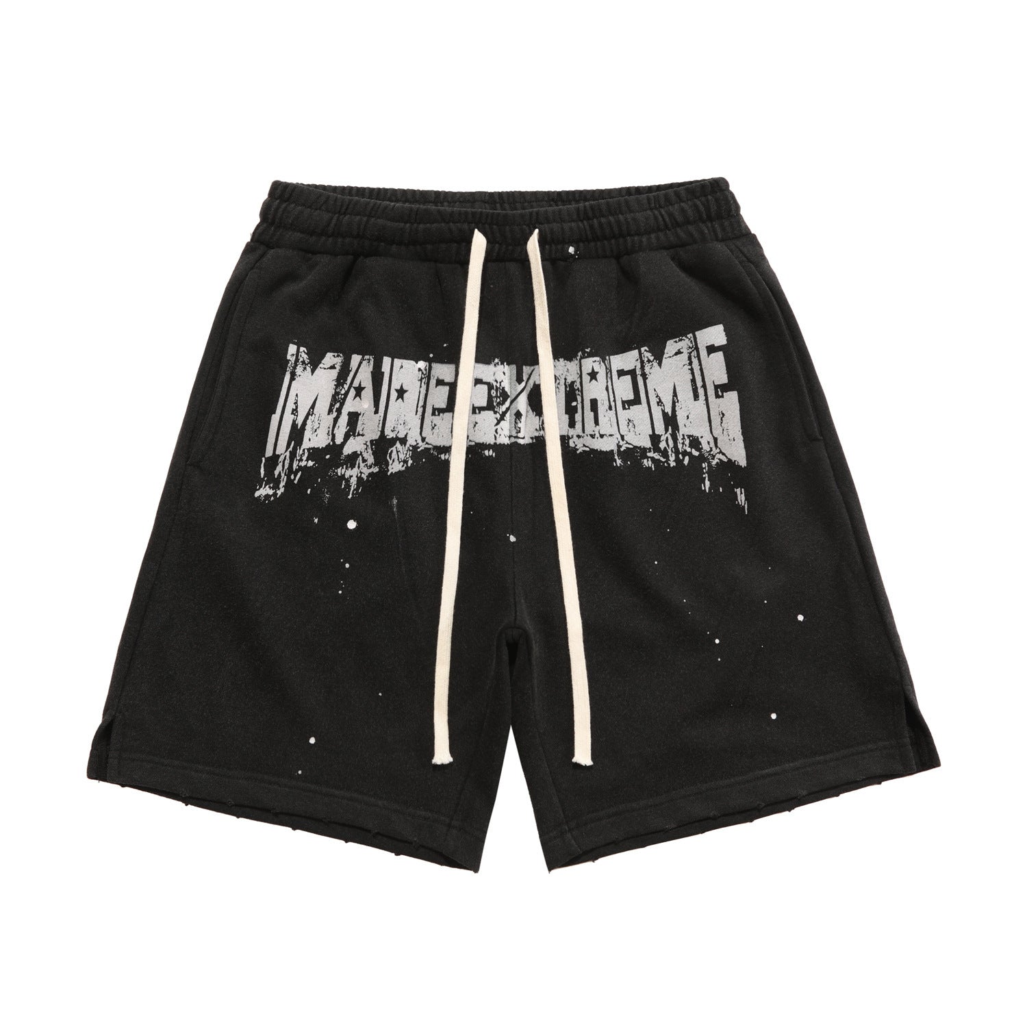 Retro Men's Ink Splattered Letter Print Shorts