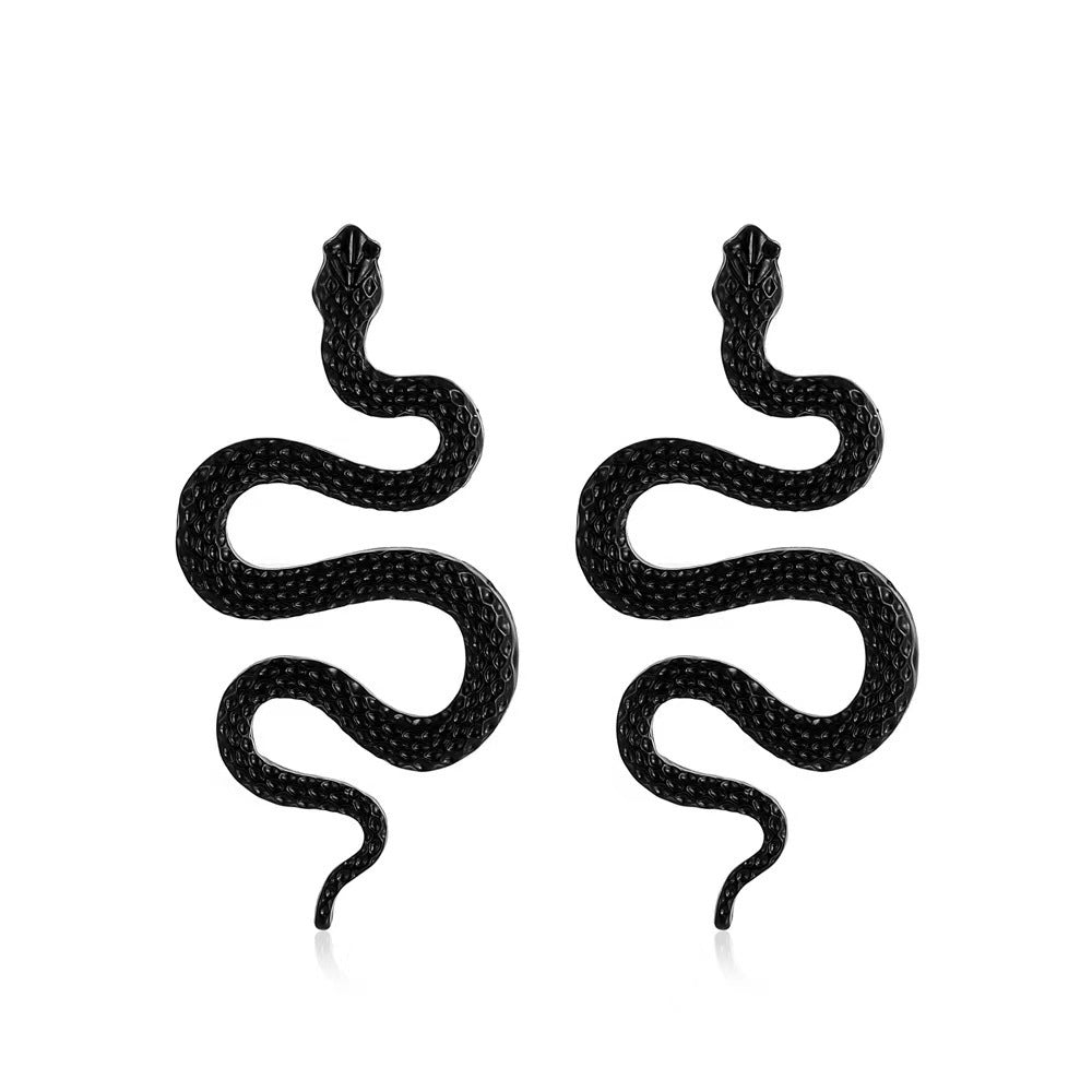 Exaggerated Three-dimensional Snake Earrings Fashion Punk - Balochistan LLC  Product information: Treatment Process: Electroplating Color: gold, black, silver Applicable people: Unisex Material: Metal Modeling: animal/Zodiac Popular elements: Snake Packing list: Earrings * 1 pair Product Image: