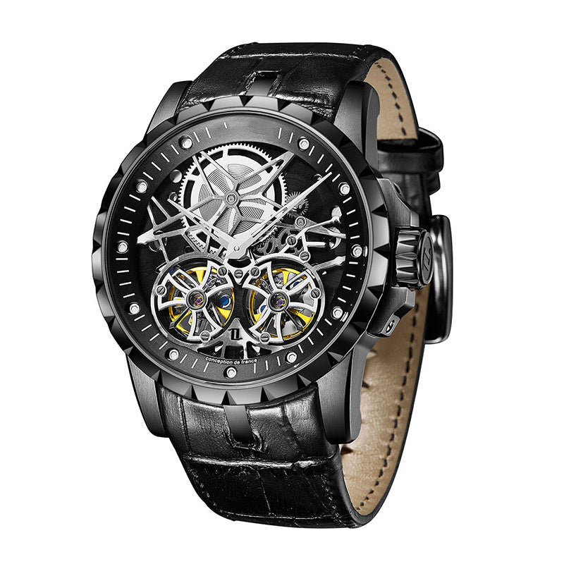 Men's Fully Automatic Mechanical Cut-out Watch - Balochistan LLC  Product Information: Applicable population: male Style: Business Waterproof performance: 30M Movement type: mechanical Dial diameter: 46mm Thickness: 13mm Table buckle material: stainless steel Packing list: Watch * 1