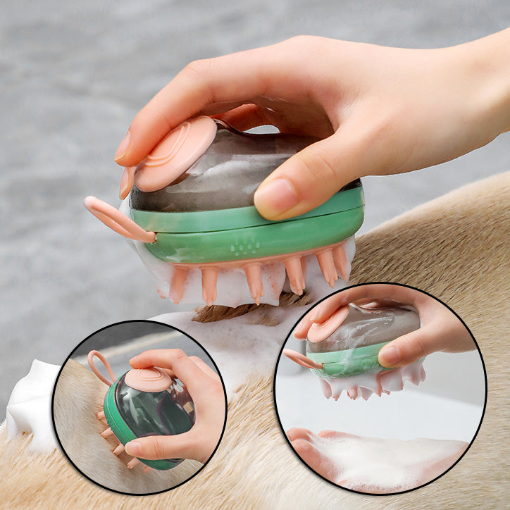 New 2 In 1 Pet Cat Dog Cleaning Bathing Massage Shampoo Soap Dispensing Grooming Brush Pets Supplies - Balochistan LLC 