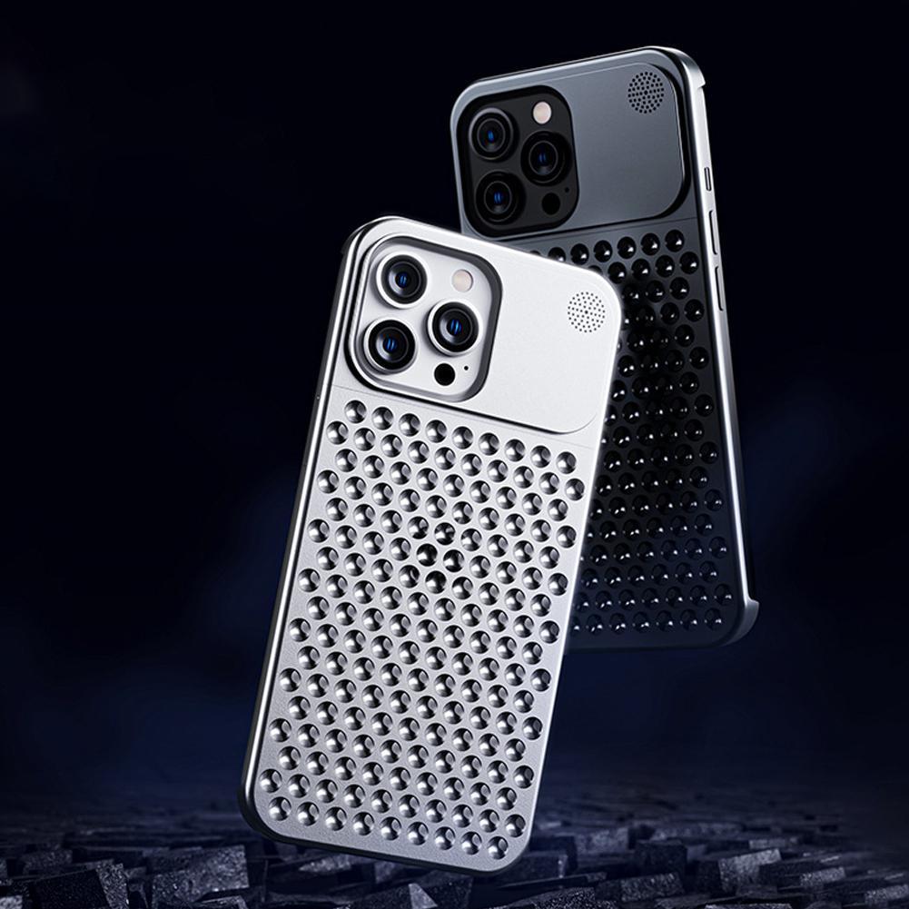 Aluminum Alloy Phone Case For 14 13 Pro Max Plus Hollow Heat Dissipation Anti-fall Full Body Shockproof Phone Cove - Balochistan LLC 