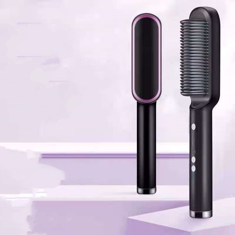 New 2 In 1 Hair Straightener Hot Comb Negative Ion Curling Tong Dual-purpose Electric Hair Brush - Balochistan LLC 