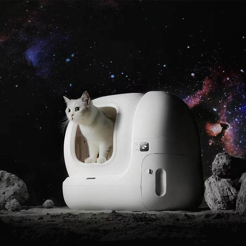 Smart MAX Fully Automatic Cat Litter Box Large Electric Fully Enclosed - Balochistan LLC  Product information: Specifications: cat litter box MAX version Size: 620*538*552mm Material: plastic Scope of application: cats over 6 months old and weighing over 1.5kg Rated voltage: 12VDC Rated power: 24W Overall weight: 9.5kg Packing list: Host*1 Power adapter*1 Garbage bag*1 Sticker*1 Three-proof pad*1 Deodorant Recipe*1