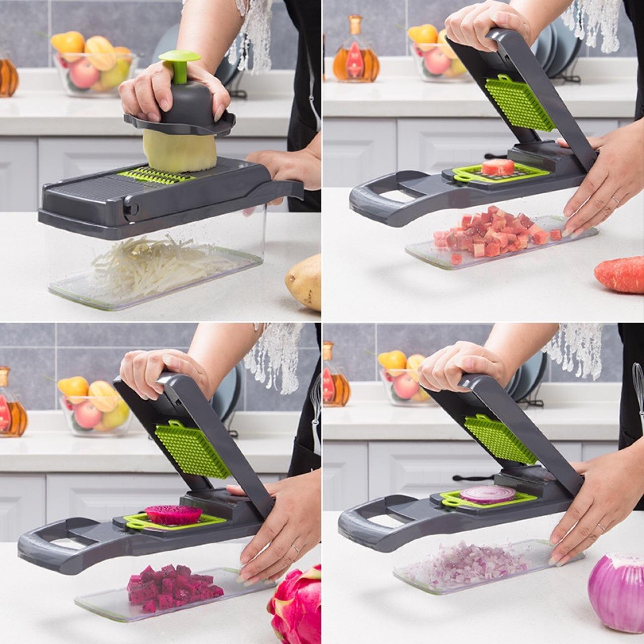 12 In 1 Manual Vegetable Chopper Kitchen Gadgets Food Chopper Onion Cutter Vegetable Slicer - Balochistan LLC 