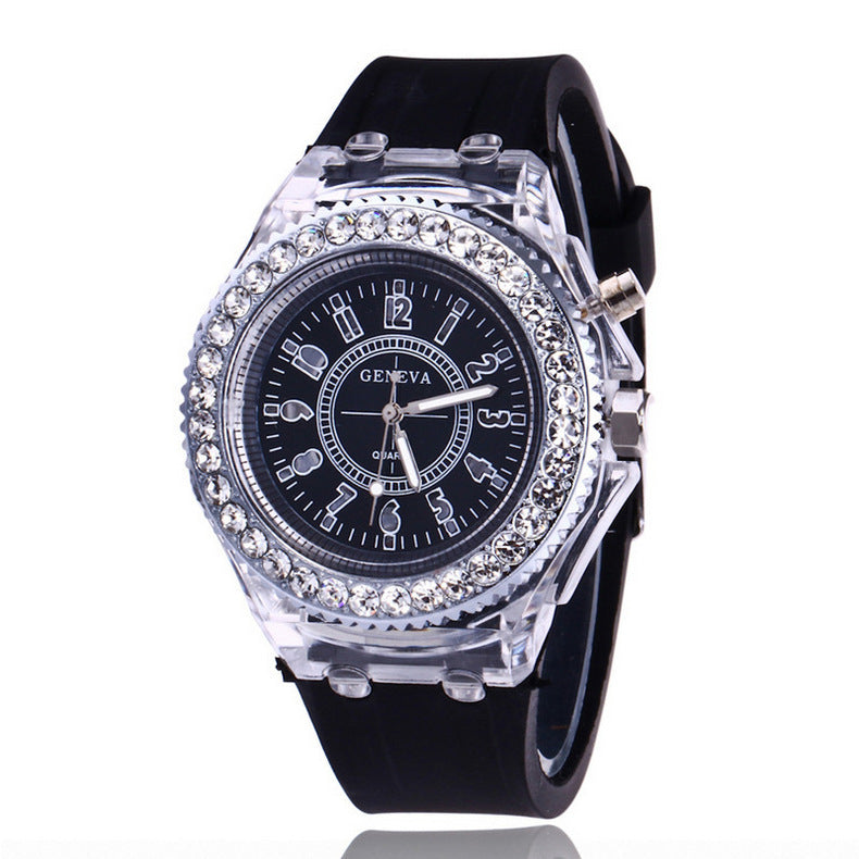 LED Luminous Watches Geneva Women Quartz Watch Women Ladies Silicone Bracelet Watches - Balochistan LLC 