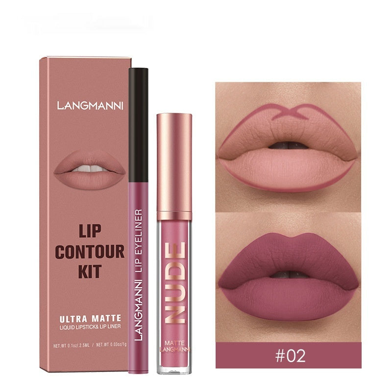 Lip Liner Combination Suit No Stain On Cup Matte Lip Gloss Suit - Balochistan LLC  Product information: Efficacy: Natural Color: 01,02,03,04,05,06,07,08,09,10,11,12 Specifications: Standard specifications Applicable skin type: Universal Packing list: Lipstick+lipliner x1 Product Image: