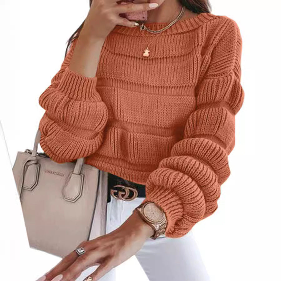 Women's Sweater Casual Round Neck Pullover Long Sleeve Loose Quality Thick Knitted Cute Top - Balochistan LLC 