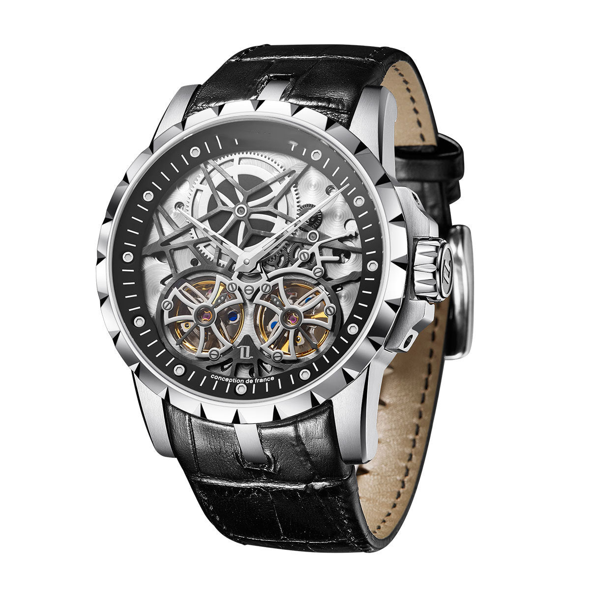 Men's Fully Automatic Mechanical Cut-out Watch - Balochistan LLC  Product Information: Applicable population: male Style: Business Waterproof performance: 30M Movement type: mechanical Dial diameter: 46mm Thickness: 13mm Table buckle material: stainless steel Packing list: Watch * 1