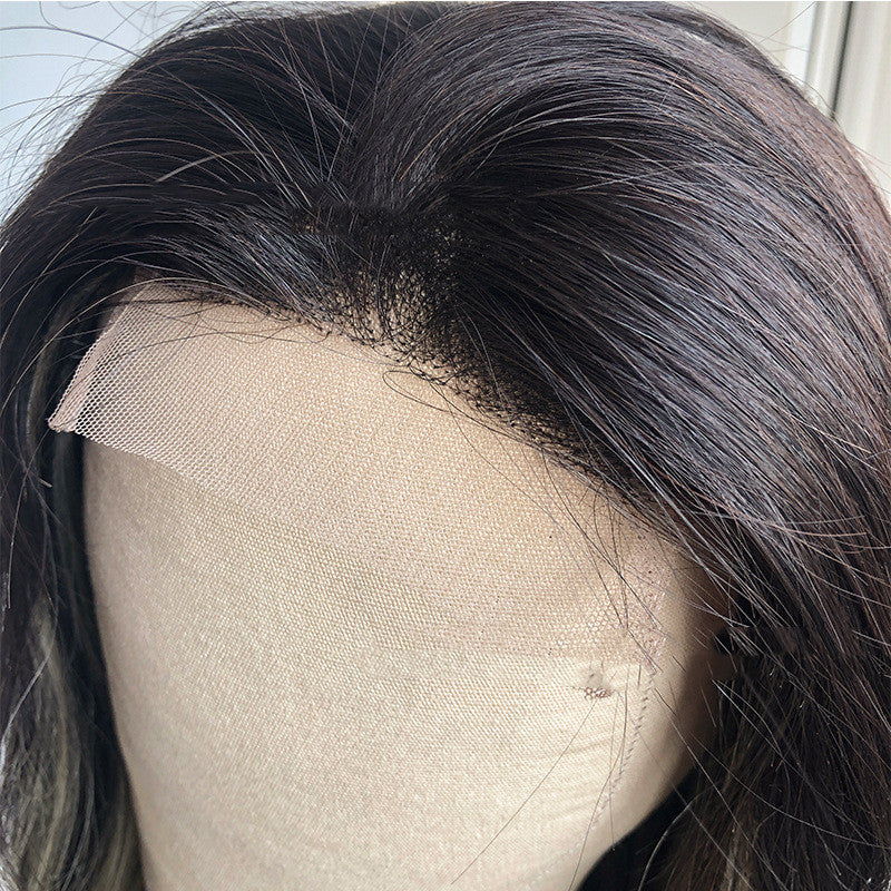 Reality Wig Headgear Lace Headgear Straight  Body Wave Human Hair Wigs - Balochistan LLC  Product information: Style: star fashion Applicable people: Ladies Processing technology: half woven and half hand woven Wig length: medium and long hair Can it be dyed and ironed: It can be dyed Hair material: real hair Applicable skin color: any skin color Applicable face shape: any face shape Type of bangs: can be slanted Package: Headgear x1